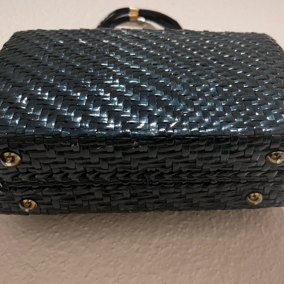 RODO ITALY BLACK HARD WICKER HANDBAG - Picture 2 of 9